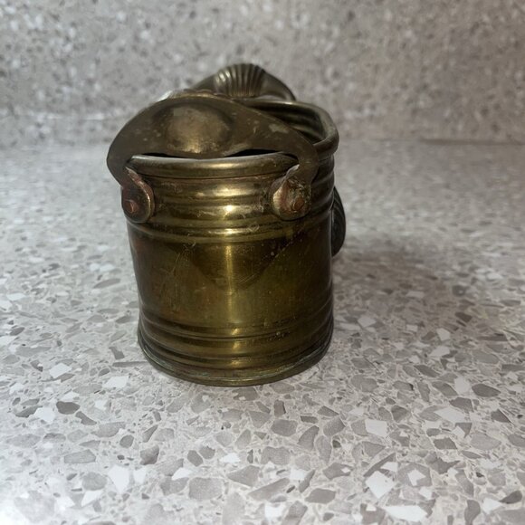 Small Brass Oval Planter Seashell Accent Handles Beautiful Patina 3” Tall Vtg - Picture 4 of 14